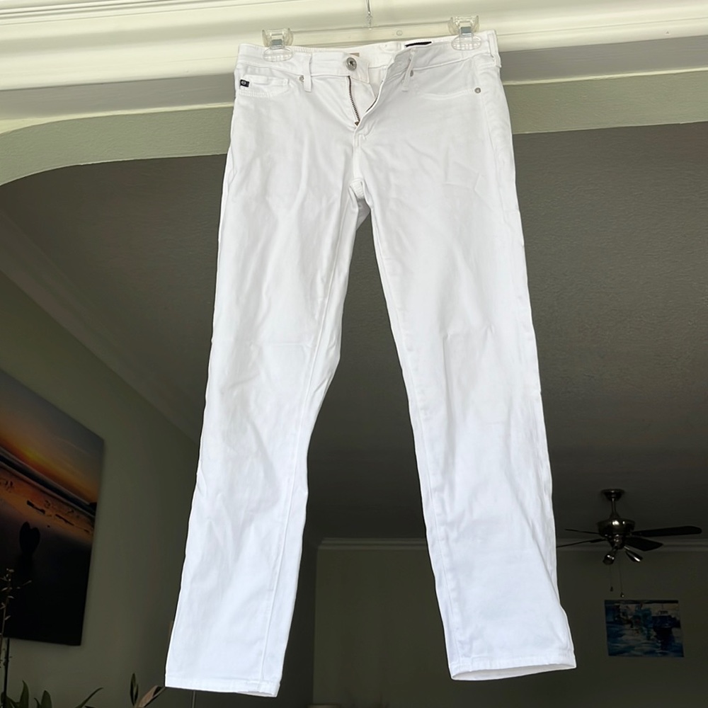 NWOT AG Adriano Goldschmied The Stilt Crop Low Rise Jeans white slim size 25